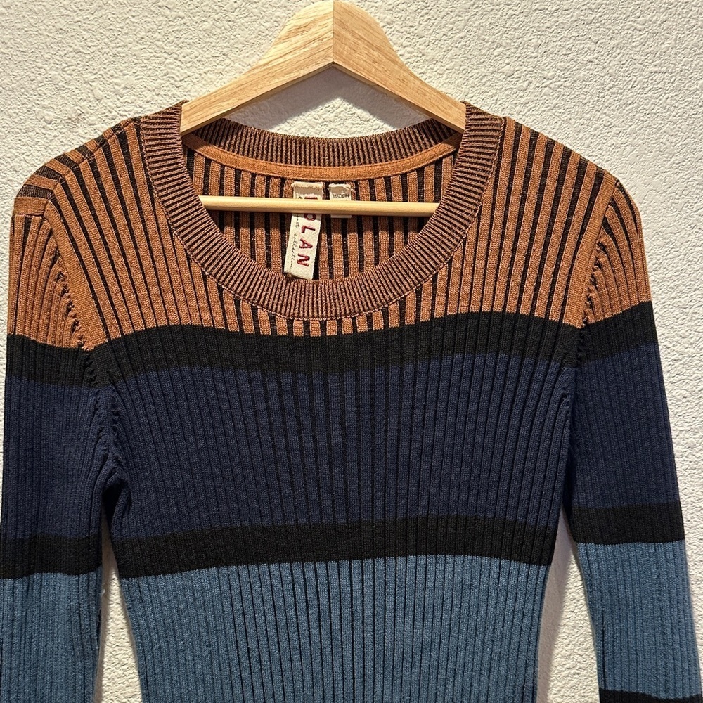 Dolan - Striped Ribbed Knit Sweater Dress